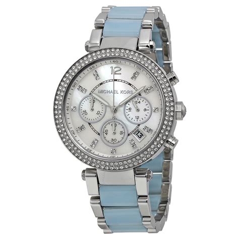 michael kors 6138|Michael Kors Parker Mother of Pearl Dial Stainless Steel and .